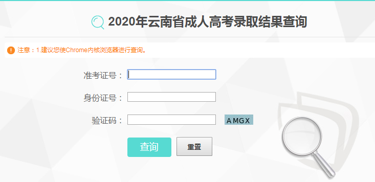 2020年云南成人高考录取结果查询入口已开通(图4)