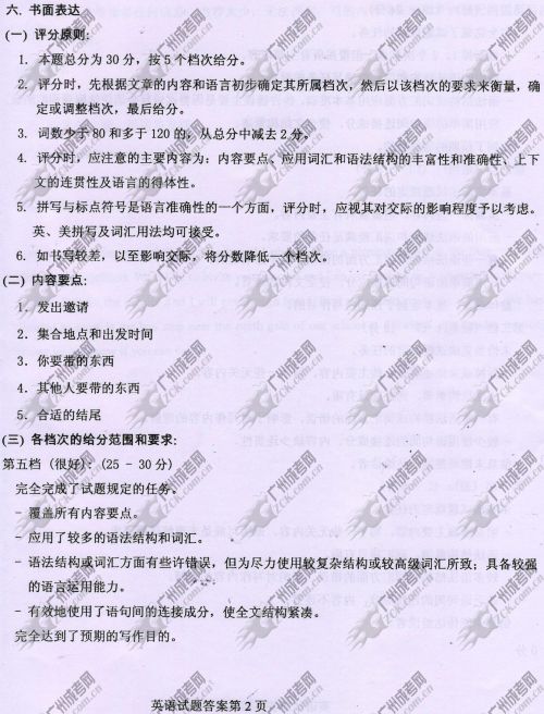 云南省成人高考2014年统一考试英语真题A卷参考答案