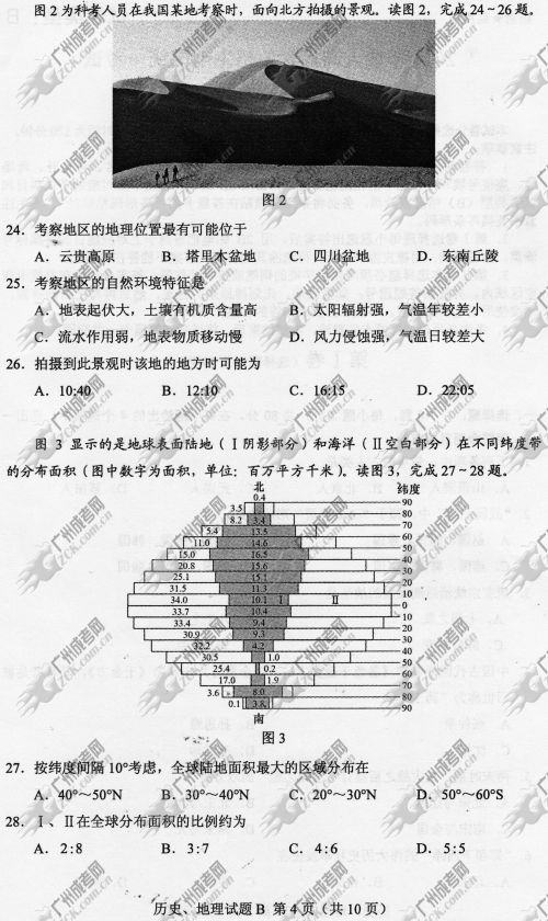 云南省成人高考2014年统一考试文科综合真题B卷